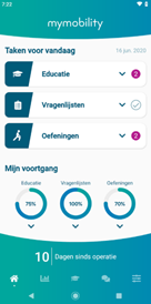 Startscherm van de applicatie mymobility